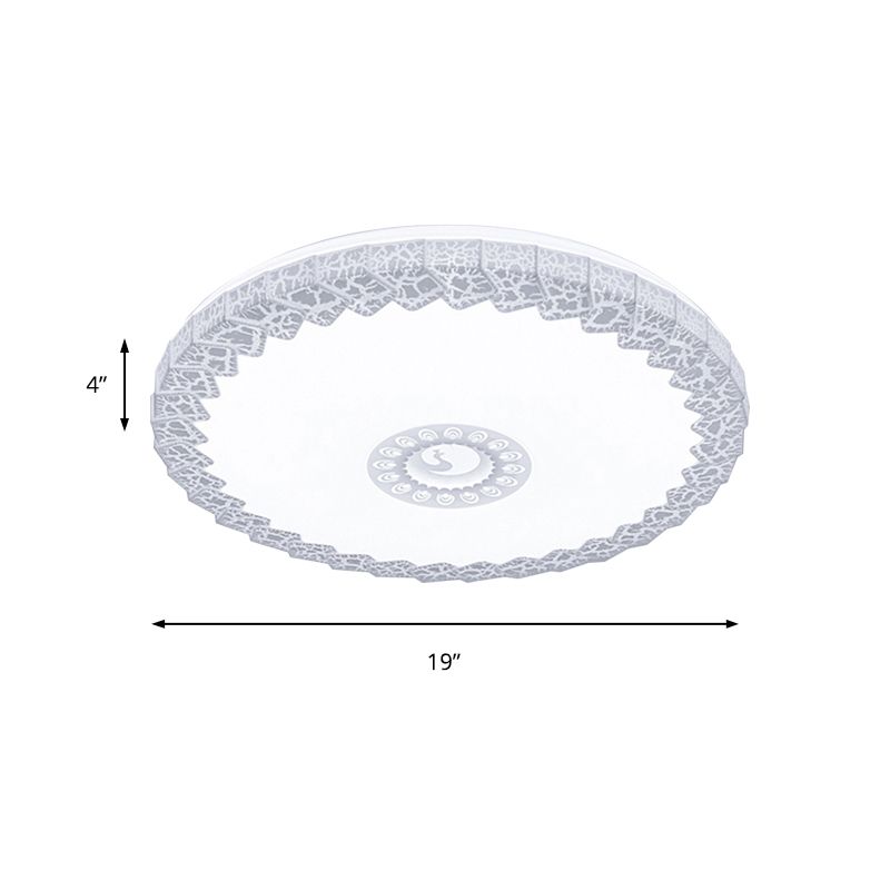 Minimalist LED Flush Mount with Acrylic Shade White/Blue/Gold Circular Crackle Ceiling Light for Bedroom in Warm/White, 15"/19" W