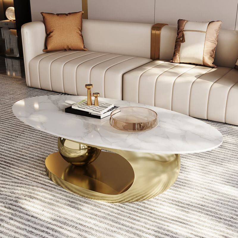 Metal Abstract Base Cocktail Table Glam Slate Top Coffee Table