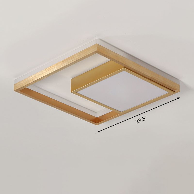 16"/23.5" Wide Gold Square Ceiling Light Modern Metal LED Flush Mount in Warm/White Light