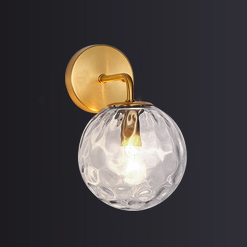 Glass Globe Sconce Light Modern 1-Light Sconce Light Fixture in Gold