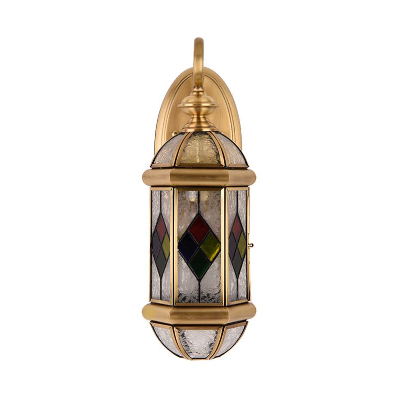 Capsule dorée mural Light Classic Classic Brass and Ripple Verre Single Light Murce Light