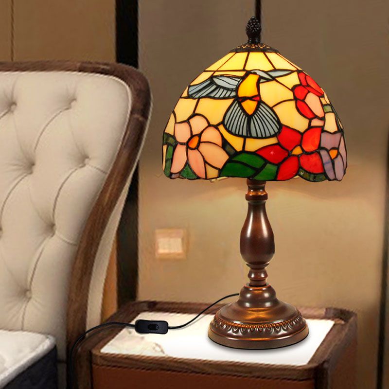 1 lichte geometrische nachttafellampen Tiffany -stijl glazen tafellamp