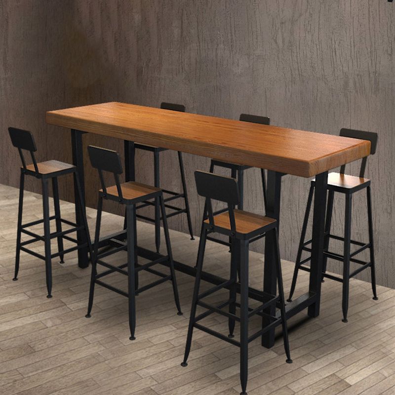 Industrial Style 1/2/7 Pieces Bar Table Set Rectangle Bar Table with High Stools