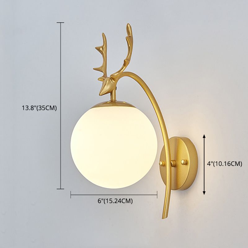 13.5" H Contemporary Simplicity Glass Wall Lamp Metal Antler Elements Sconce Lights for Living Room