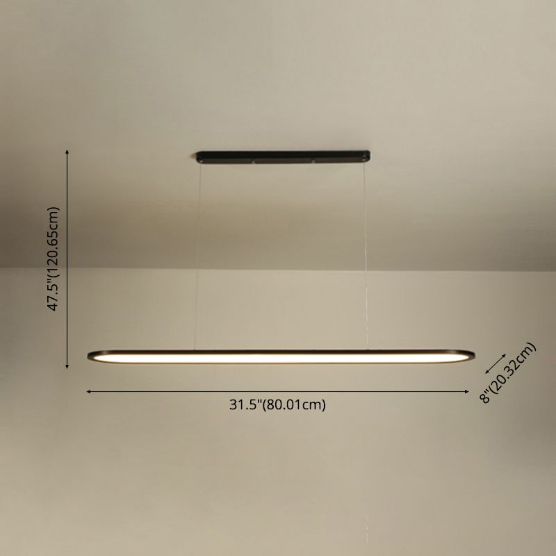 Adjustable Length 1 Light Oval island Lights Modern Chandelier Metal Island Lighting in White