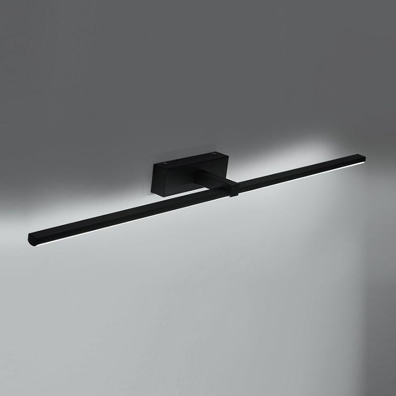 Metal Linear Shape Mirror Wall Light Modern 1-Light Mirror Wall Mount Light in Black