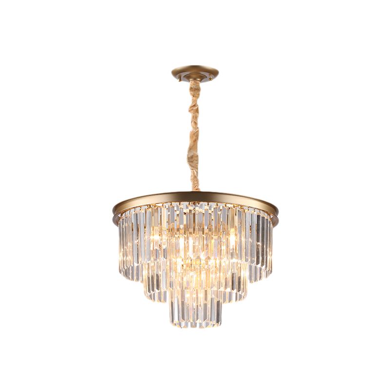 Zwart/goud verstelbare taps toelopende kroonluchter lamp Minimalistisch 6/9/15-licht kristal hangerverlichting, 19,5 "/23.5" /31,5 "W