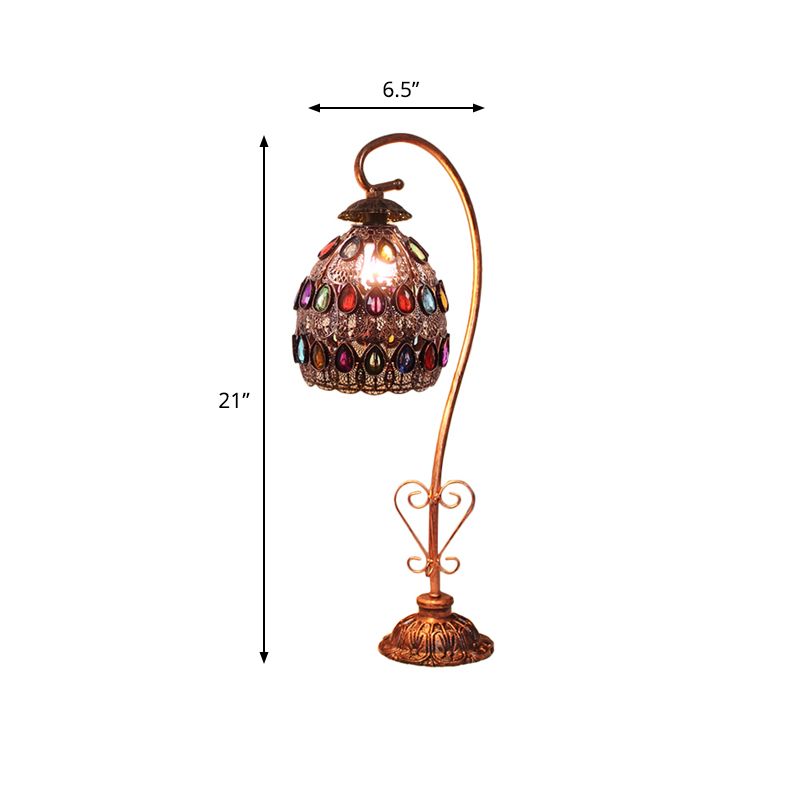 1 cabezal de mesa de metal lámpara vintage rojo/rosa/cúpula amarilla/globo/cilindro sala de estar iluminación con brazo curvo