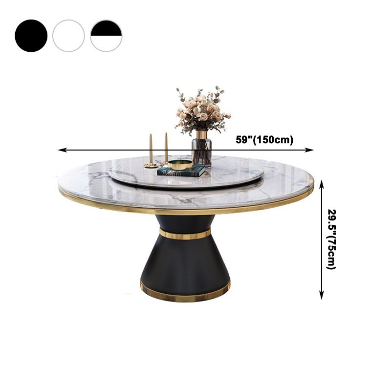Marble Dining Table Contemporary Style Single Pedestal Base Table for Dining Room
