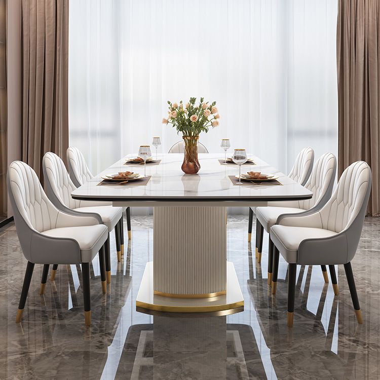 Mesa de comedor de piedra sinterizada extensible para la mesa de almacenamiento de lujo de restaurante con pedestal
