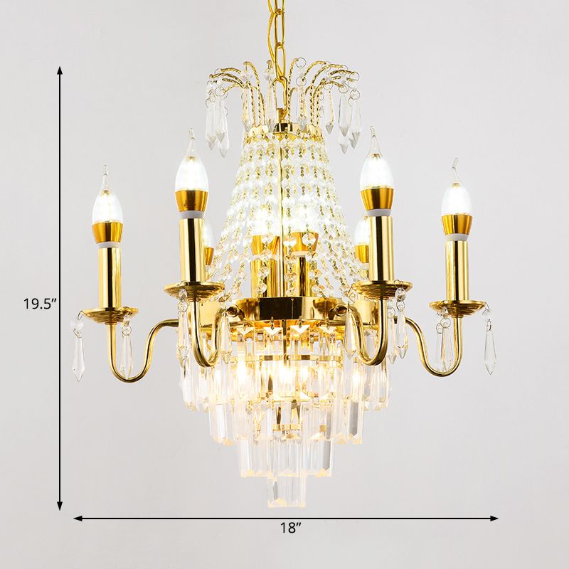 Lampada il lampadario a 10 luci oro tradizionale candela di metallo tradizionale lampada appesa con accento di cristallo