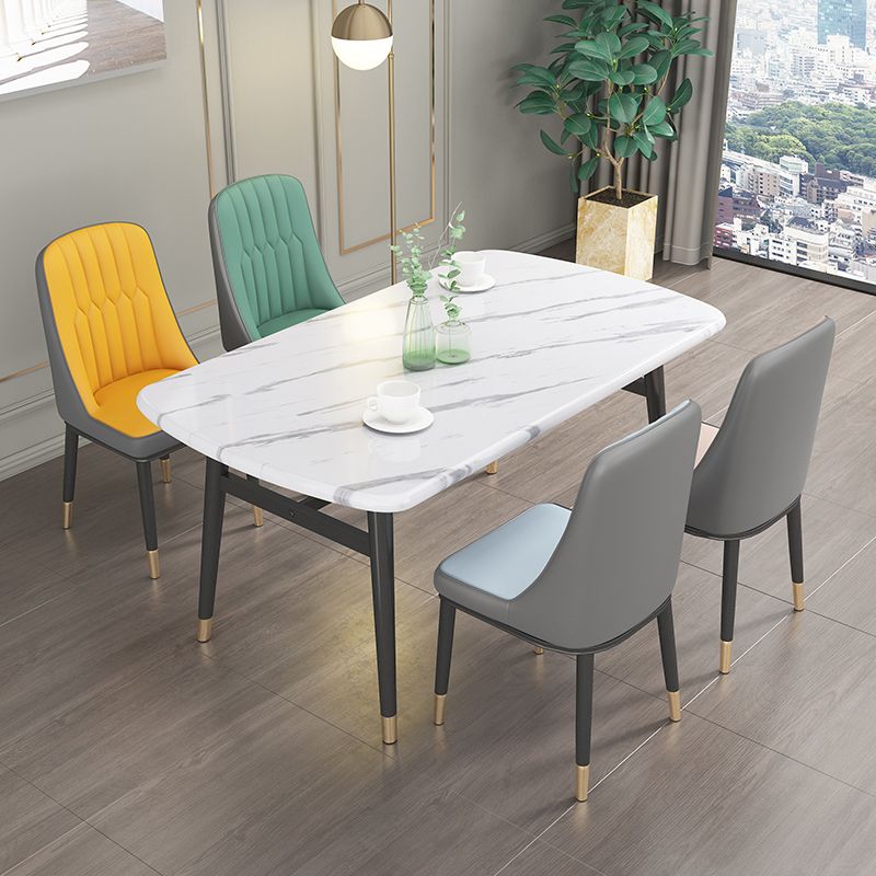 Chaise d'appoint scandinave avec dossier solide et chaise de salle à manger rembourrée en métal (Ensemble de 2)