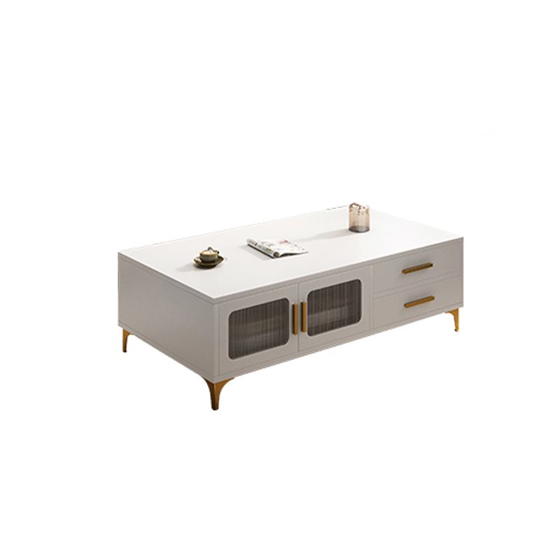 4 Legs Rectangle Cocktail Table Wood Single Coffee Table with Storage Drawers