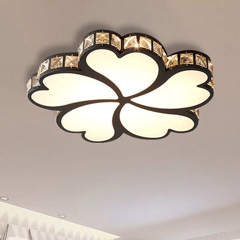 Éclairage encastré en métal Clover avec plafonnier contemporain à LED en cristal K9 transparent en noir/blanc