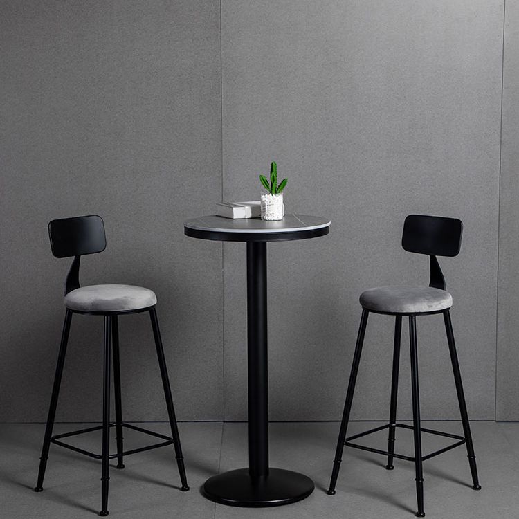 1/2/3 Pieces Industrial Gray Stone Top Bar Table Set Counter Table with  Stools