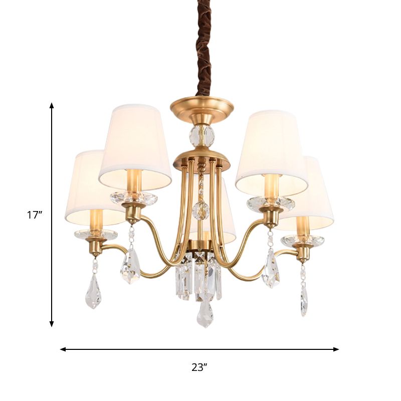 Borta lampada lampadina in ottone in ottone 5 teste tradizionali a sospensione con drappeggio cristallino