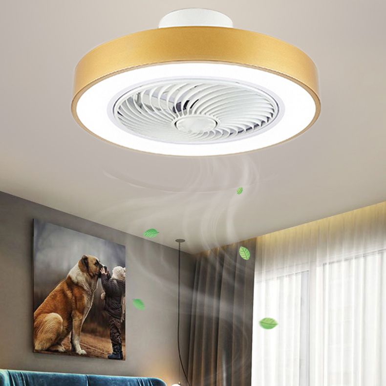 Acrylkreis -LED -Deckenventilatoren im modernen Eisenmakaron Deckenventilator Licht für Innenräume