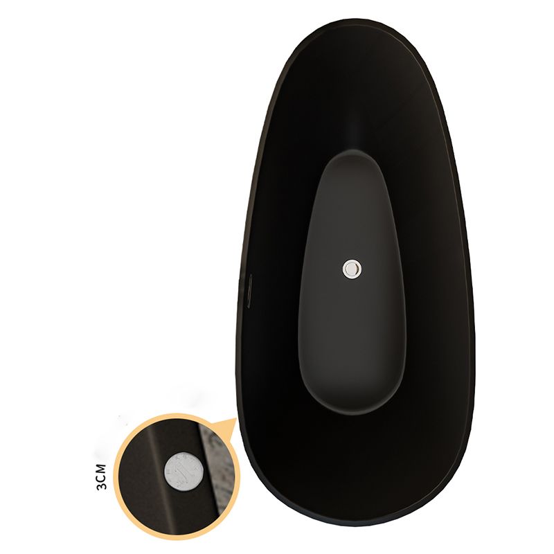 Acrylic-Fiberglass Oval Bathtub Contemporary Soaking Bathtub with Drain and Overflow Trim