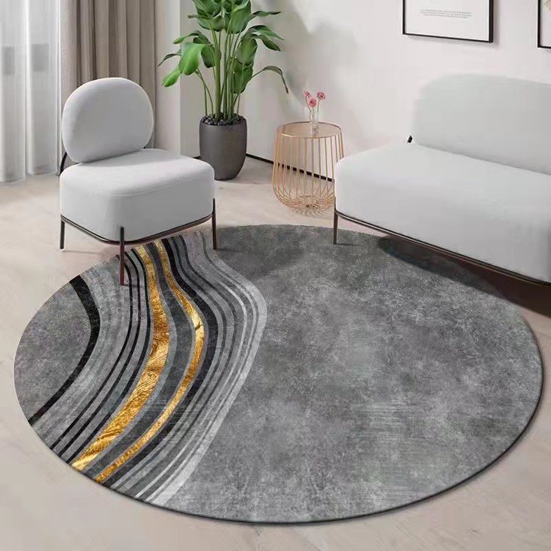 Brown Simple Rug Polyester Pattern Indoor Rug Stain Resistant Rug for Living Room