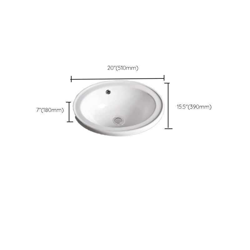 Contemporary Bathroom Sink Porcelain Oval-Shape Drop-in Bathroom Sink without Faucet