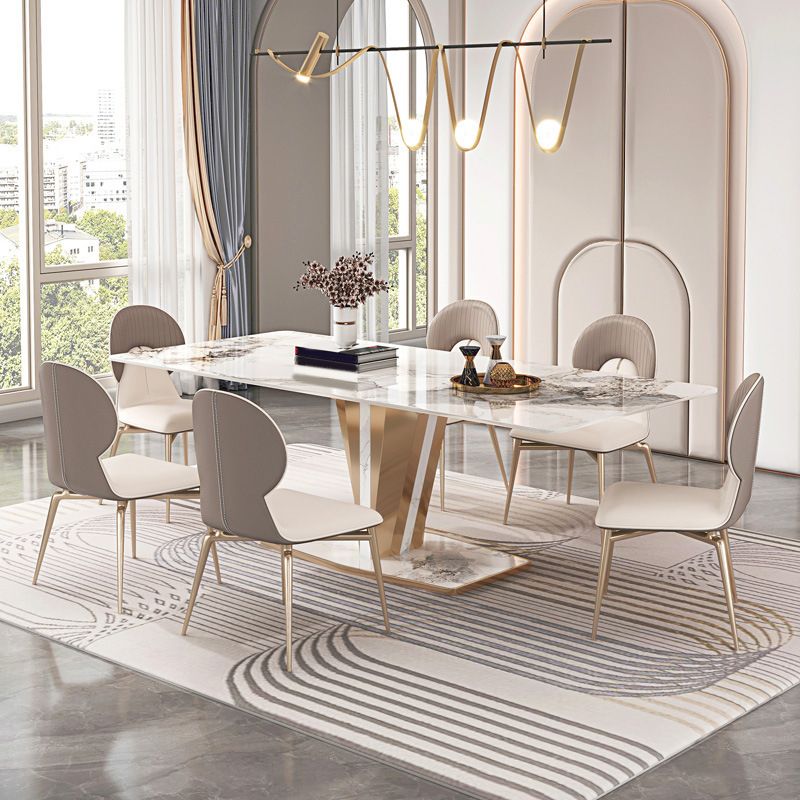 Luxurious 1/2/3/4/5/6/7 Pieces Rectangle Dining Set Sintered Stone Top Dinette Table Set