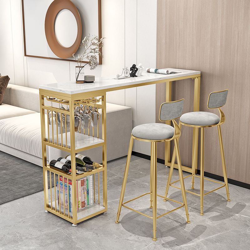 Modern Rectangle Bar Dining Table with Shelf Bar Height Table 42-Inch Top