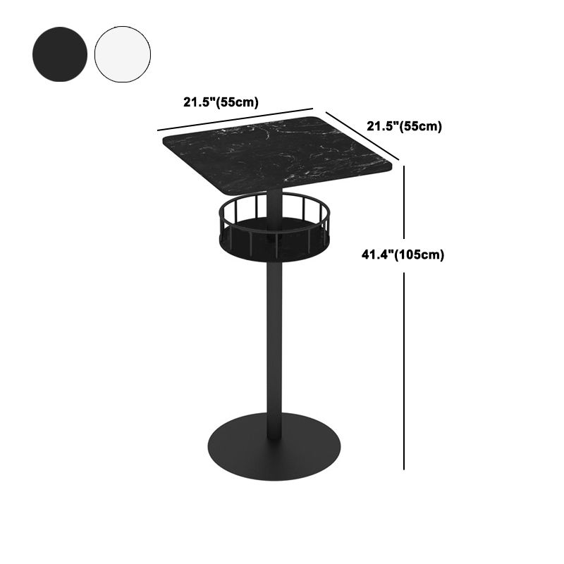 1/3 Pieces Glam Iron Bar Table Set Storage Bistro Set with Faux Marble Top