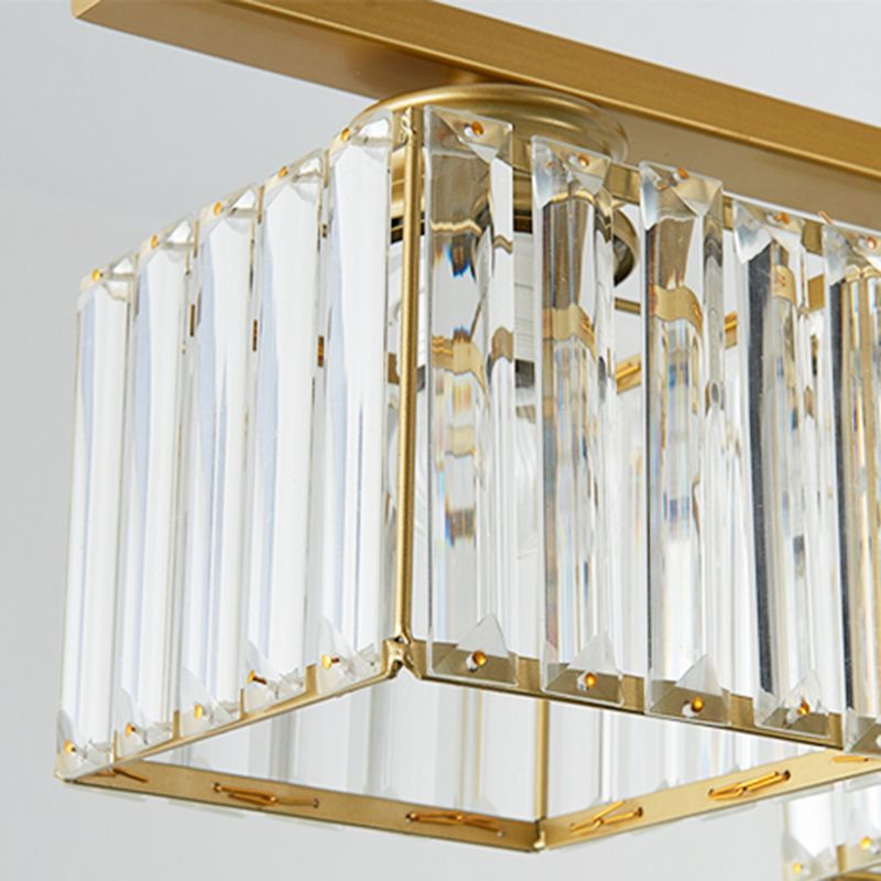 Contemporary Island Light Fixture Crystal Square Shade Hanging Light for Dining Table