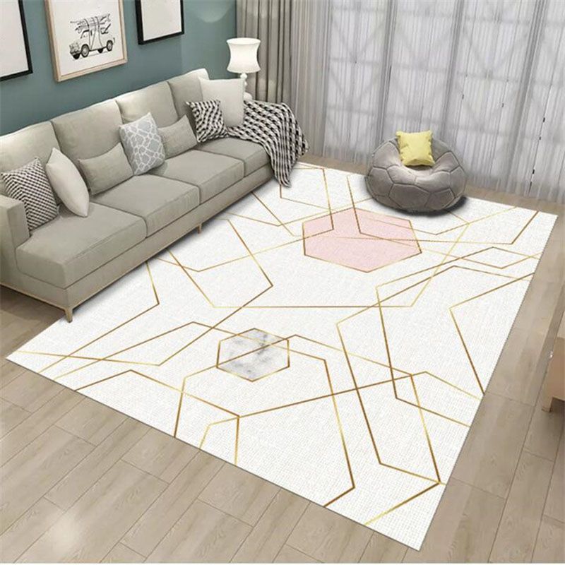 Tapis nordique rose en Polyester, bloc de couleur, lavable, pour la décoration de la maison