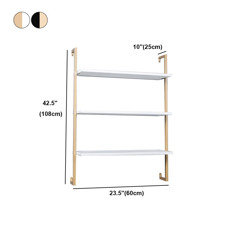 Contemporary Wall Unit Bookcase Metal Frame Pine Wood Shelf Bookshelf