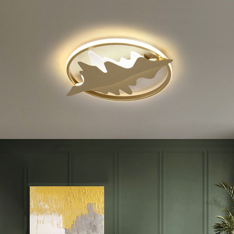 Crown/V-Shaped Acrylic Ceiling Mount Kids Style LED Golden Finish Flushmount Light for Living Room
