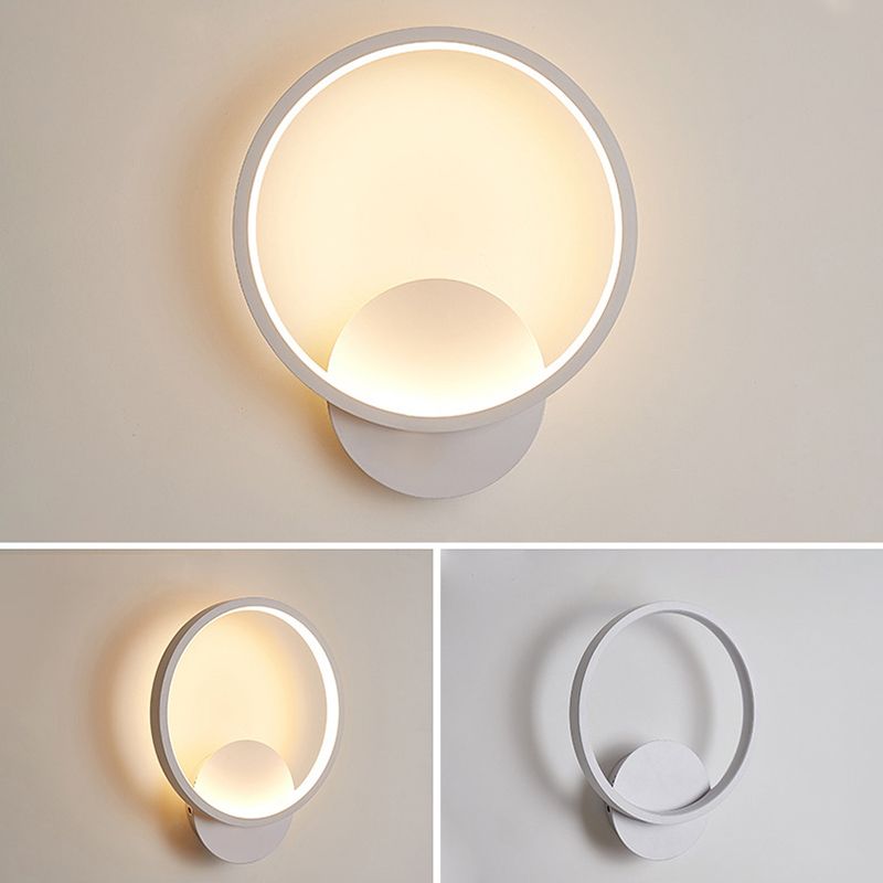 Weiße geometrische LED -Wandlampe in der modernen Einfachheit schmiedeeisere Wandleuchten mit Acrylschatten