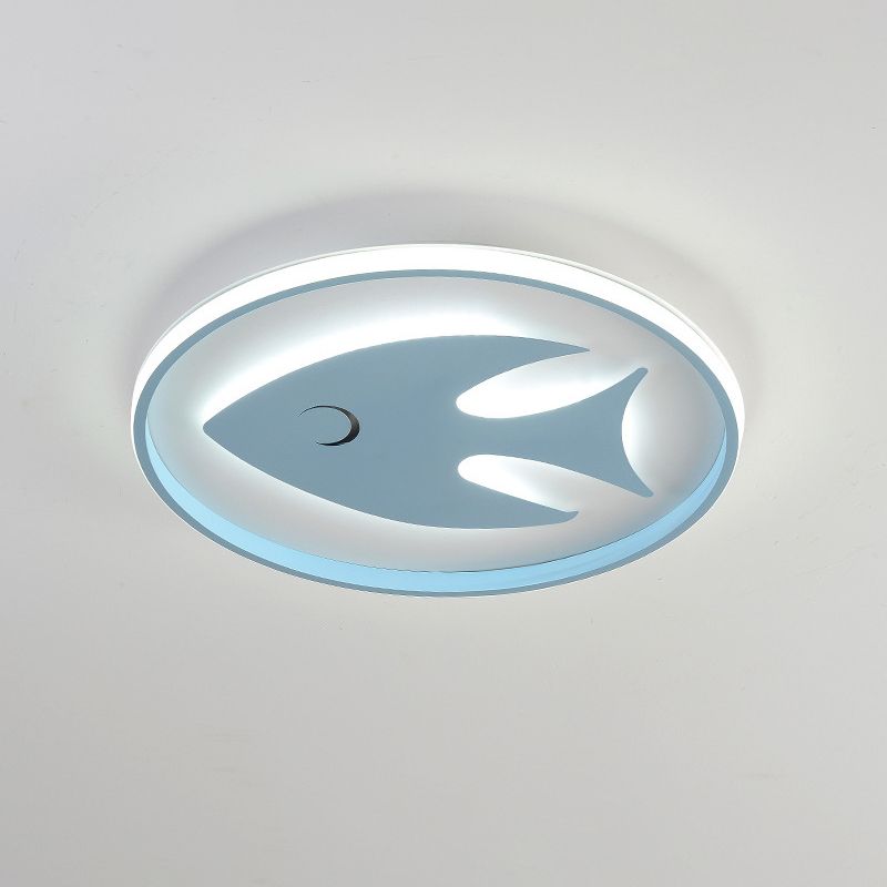 Acrylic Fish/Giraffe Ceiling Flush Light Cartoon Pink/Blue Integrated LED Flushmount Lamp for Nursery