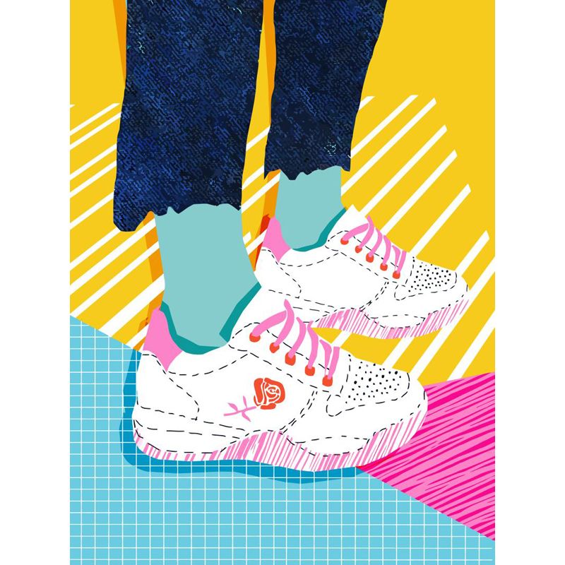 Full Size Illustration Modern Mural Wallpaper with Fashionable Shoes Graphic in Light Color