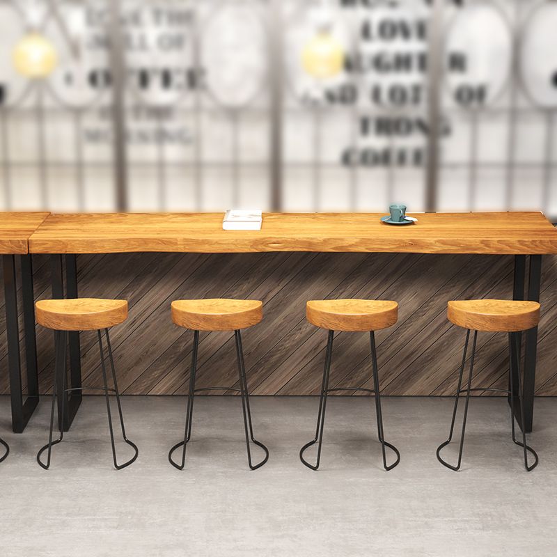 Specialty Brown Modern Style Bar Table Solid Wood and Iron Coffee Shop Bar Table