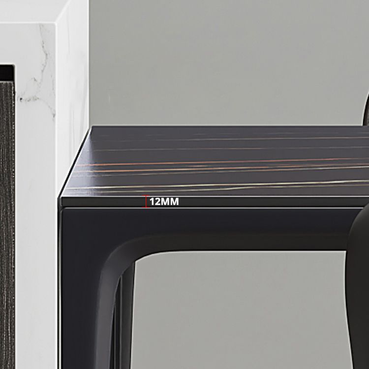 Mesa de comedor negra de estilo moderno, mesa rectangular de piedra sinterizada con 4 patas para cocina