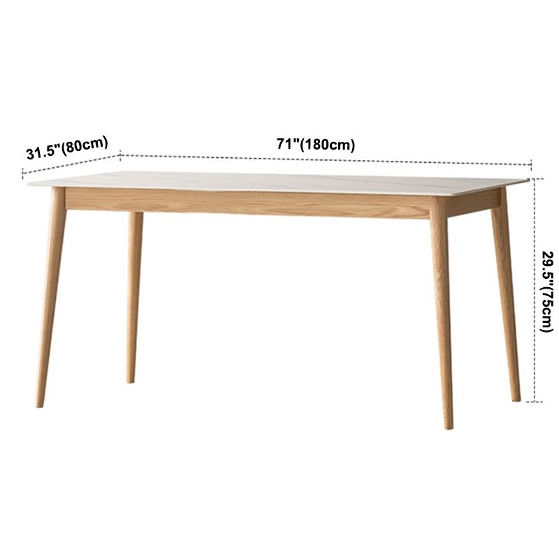 Mesa de comedor de piedra sinterizada moderna Mesa rectangular con madera maciza de cuatro patas