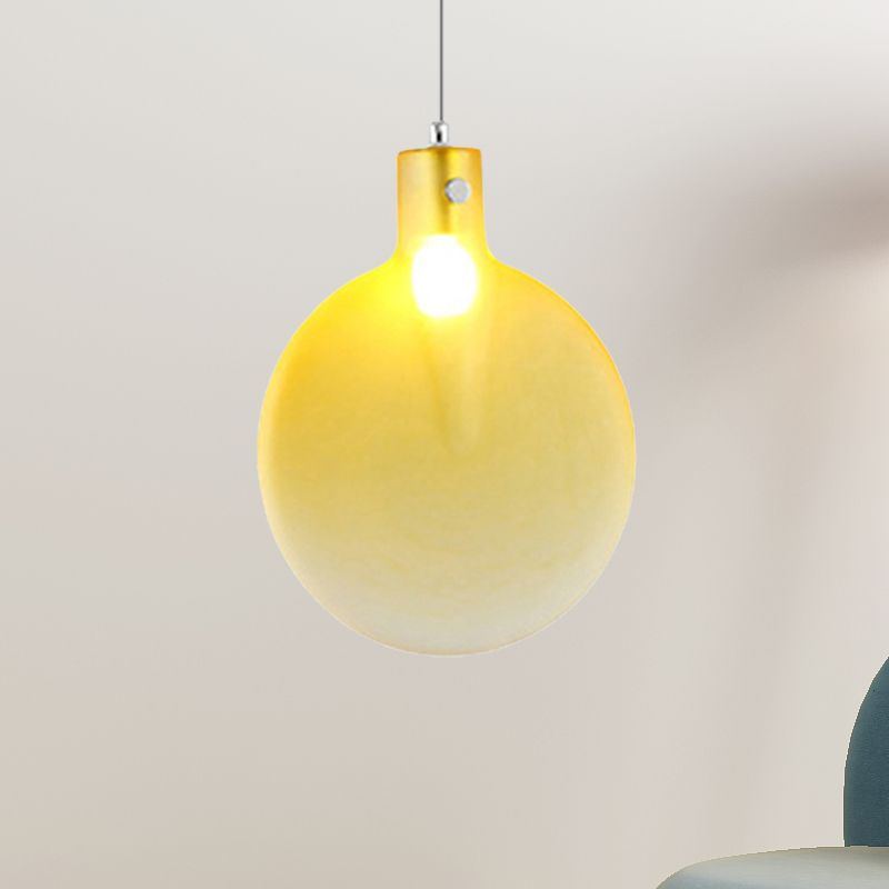Bola de bola colgante de techo nórdico 1 marrón claro/verde/amarillo colgante de suspensión de vidrio para sala de estar