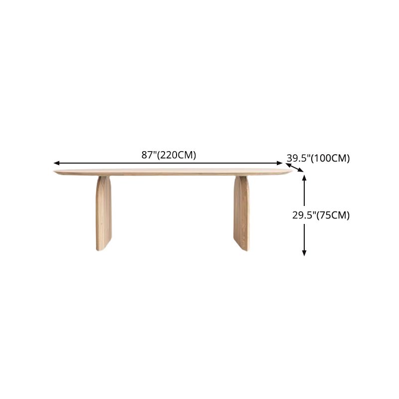 Ovaal dubbele voetstuk moderne tafel massief hout vaste tafel voor thuisgebruik