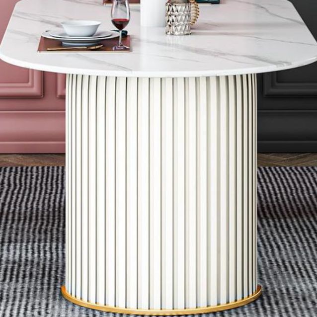 Mesa de comedor ovalada estándar moderna, mesa de comedor de piedra sinterizada para cocina