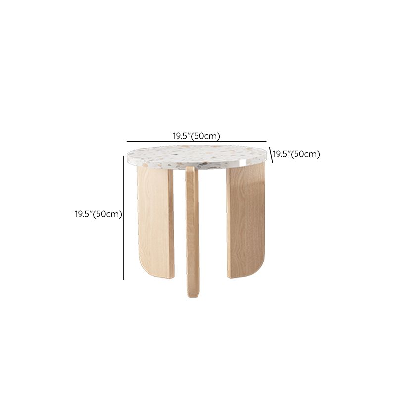 Round Terrazzo Coffee Cocktail Table Set with Acrylic/Ash Legs