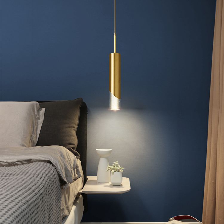 Metal 1 Light LED Pendant Lamp Gold Postmodern Hanging Light for Dinning Room