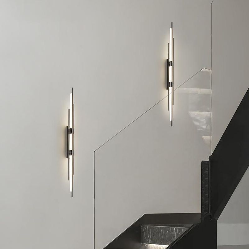 Solid Brass Linear Wall Sconce in Black / Gold Finish LED Wall Light