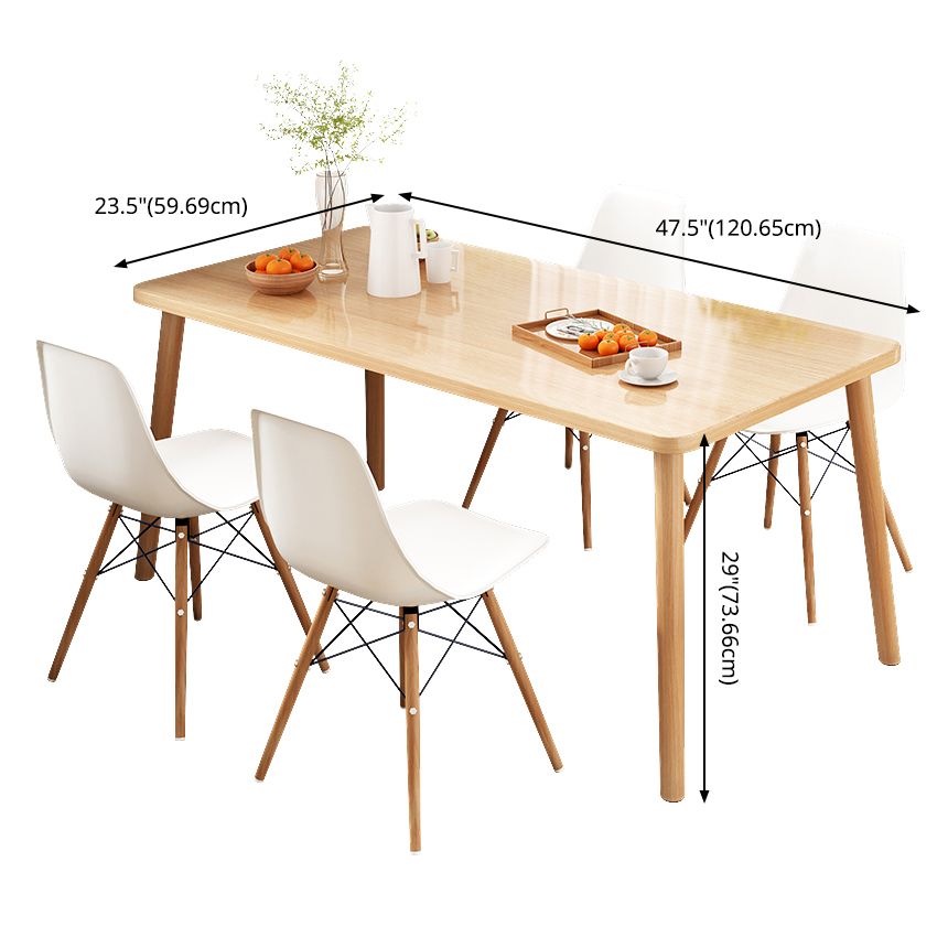 Standard Height Wooden Top Dining Set with 4 Light Brown Wood Legs for Dining Furniture