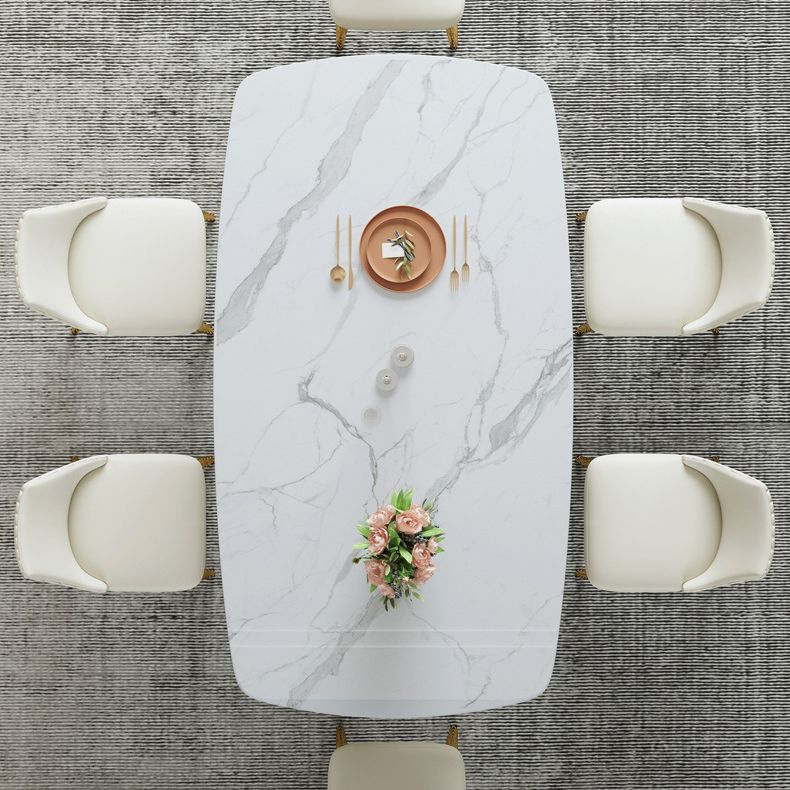 Glam Sintered Stone White Dining Room Set with Round Table Dining Table Furniture