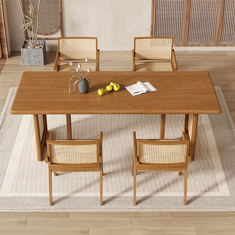 Modern Dining Set 1/5 Pcs Solid Wood Dining Table and Chairs in Brown