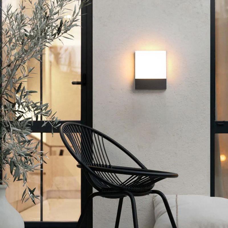Modern LED Wall Lamp Square Waterproof Wall Mount Lamp with Acrylic Shade for Garden