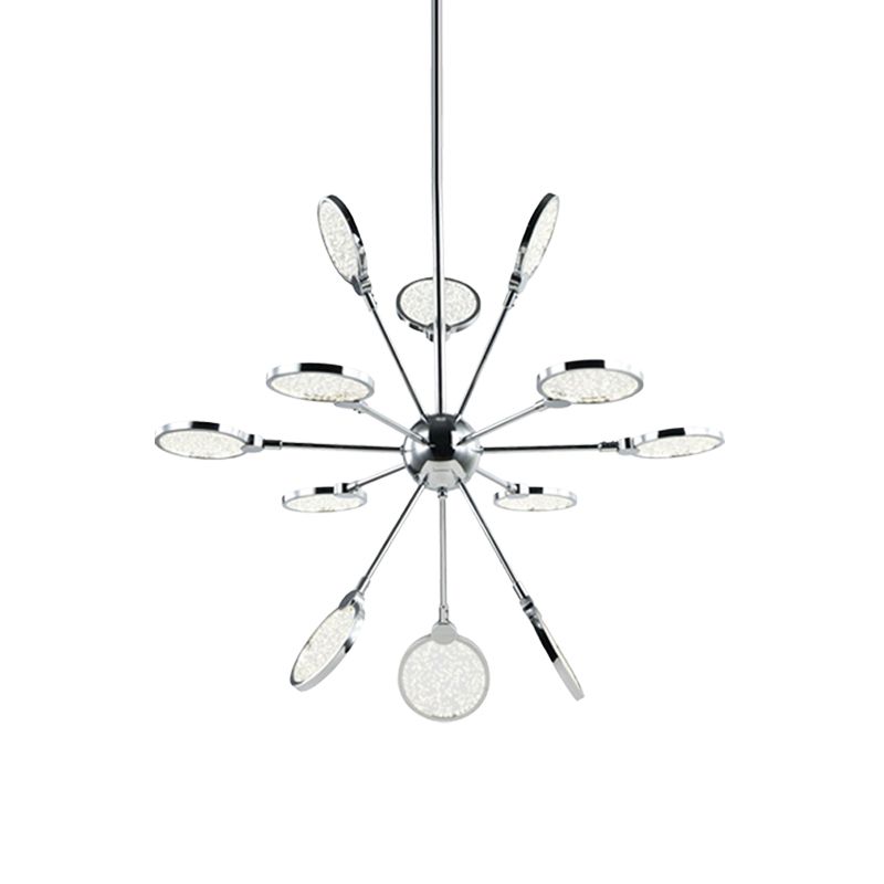 Sputnik Hanging Chandelier Modernist Metallic LED Chrome Suspended Pendant Light with Acrylic Shade in Warm/White Light