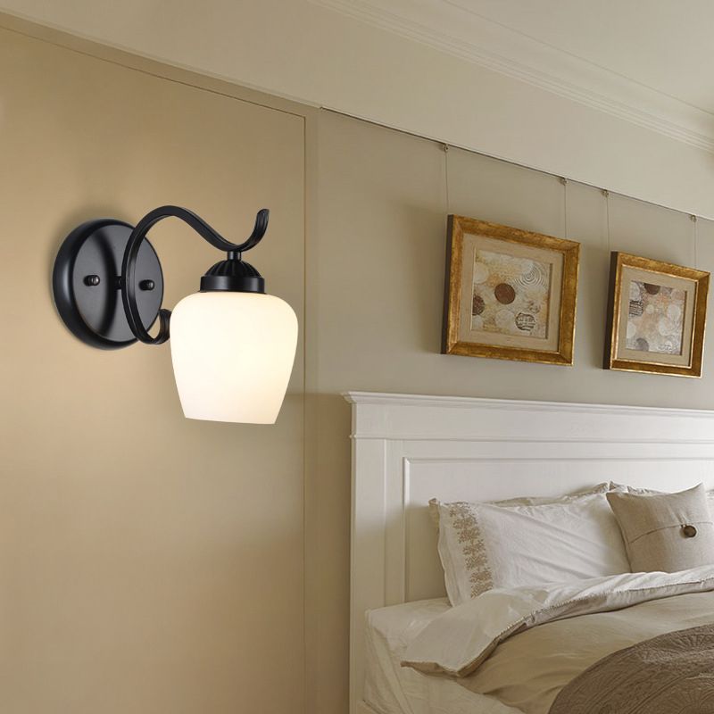 Industrial Style Wall Sconce Grass 1 Light Sconces in Black for Bedroom