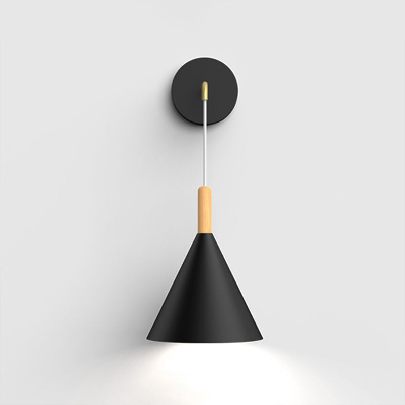 Geometric Shade Wall Hanging Lamp Macaron Style Iron 1 Bulb Bedroom Reading Wall Light